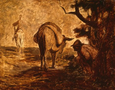 Don Kişot ve Sancho Panza rahatlarken, c. 1855 by Honoré Daumier