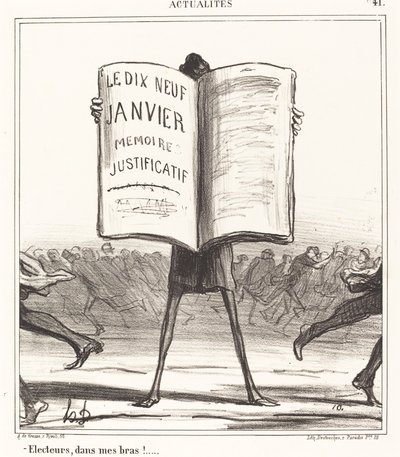Seçmenler, kollarımda!... by Honoré Daumier