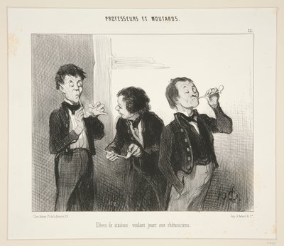 Hitabetçiliği oynamak isteyen altıncı sınıf öğrencileri; 15. Profesörler ve Hardallar by Honoré Daumier