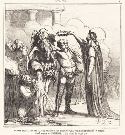 Empedokles, ilahi onurları... by Honoré Daumier