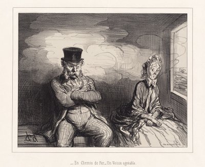 Demiryolunda... Keyifli Bir Komşu by Honoré Daumier