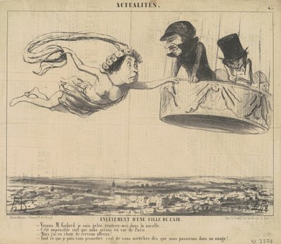 bir kızın havadan kaçırılması by Honoré Daumier