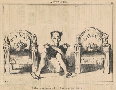 Yerdeki bey iki koltuk arasında by Honoré Daumier