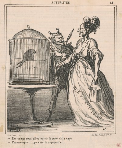 Kafesin kapısını açacak mısın... by Honoré Daumier
