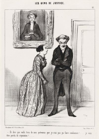 Ve burada üç tane olduğunu düşünmek... onları mahkum edemeyeceğim konusunda uyarıldım!... by Honoré Daumier