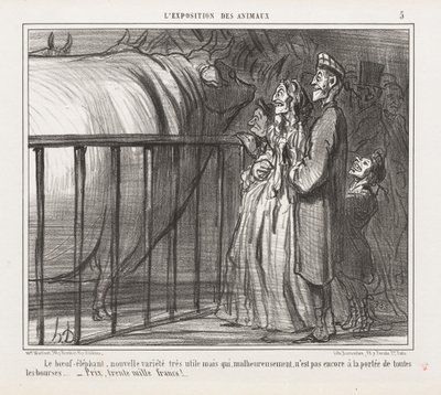 Hayvanların Sergilenmesi : Pl. 5, İnek-Fil, Yeni Çeşit.... by Honoré Daumier