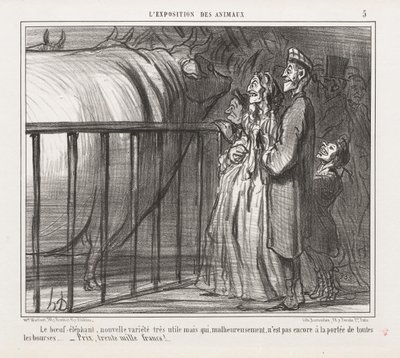 Hayvanların Sergisi: İnek-Fil, Yeni Çeşit by Honoré Daumier