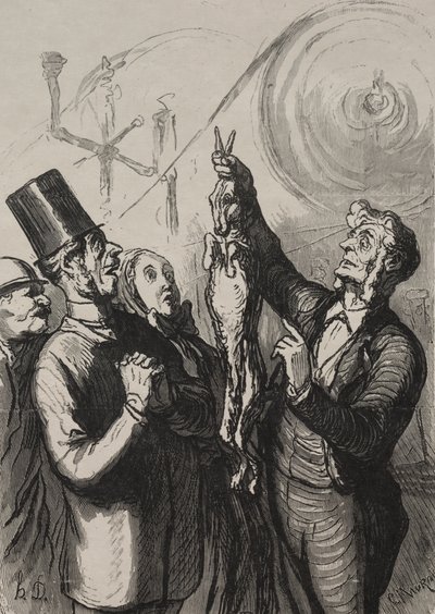Evrensel Sergi: on dakika içinde bir gibelotte ve şapkanız olacak. by Honoré Daumier