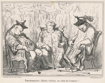Yetkililer ... imparatorluğun kurtuluşunu izliyor! ... by Honoré Daumier