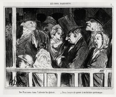 İyi Parisliler: Eğlenmek için bekleyen Parisliler, iki saatlik kuyrukta bir çeşit tiyatro var. Honore Daumier