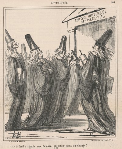 Dün iğneli tabanca, yarın onlar... by Honoré Daumier