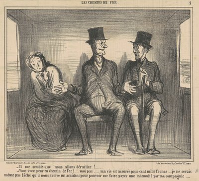 Bana öyle geliyor ki, raydan çıkacağız... by Honoré Daumier
