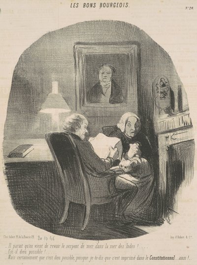 Görünüşe göre deniz yılanını daha yeni gördük... by Honoré Daumier