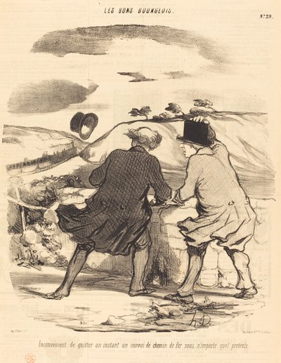 Bir demiryolu konvoyundan ayrılmanın dezavantajı... by Honoré Daumier