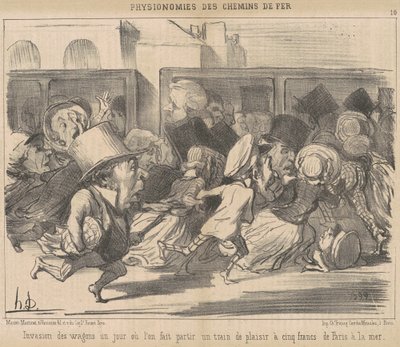 Bir gün ayrıldığımızda vagonların işgali by Honoré Daumier