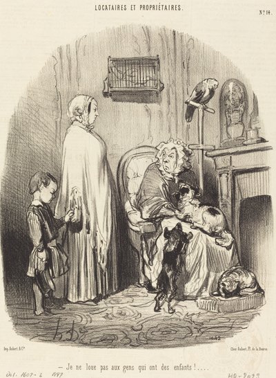 Çocuğu olanlara kiralamam! by Honoré Daumier