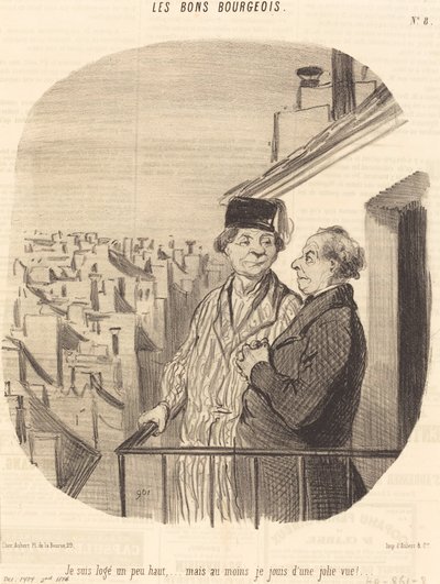 Biraz yüksekte oturuyorum... ama... Güzel bir manzaranın tadını çıkarıyorum! by Honoré Daumier