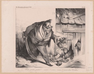 Fransa Kralı I. Louis Philip'in Haydut Petits olarak karikatürü! minyonlar! minyonlar! (...) Venez donc dindons! (nesne üzerindeki başlık) by Honoré Daumier