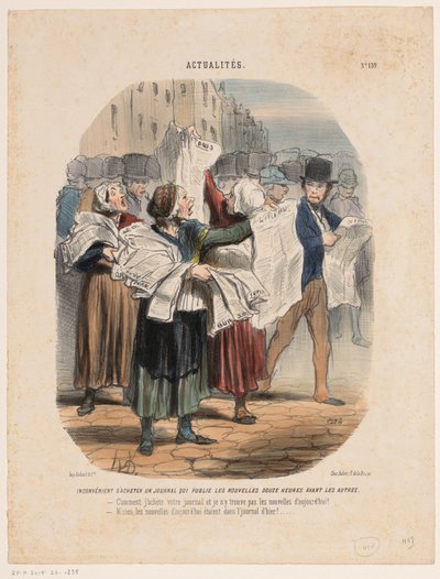 Gazete satıcıları Güncel olaylar (dizi adı) Gerçekler (nesne üzerinde dizi başlığı) by Honoré Daumier