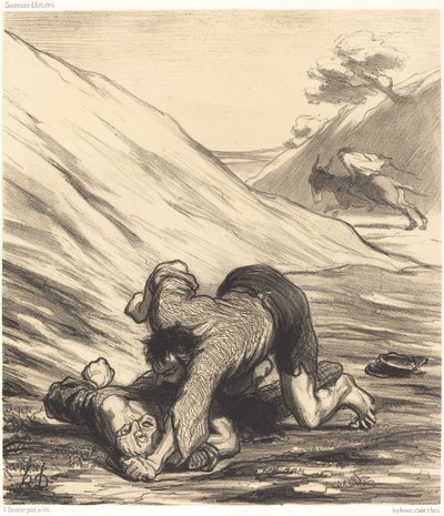 eşek ve iki hırsız by Honoré Daumier