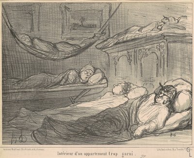 Aşırı doldurulmuş bir dairenin içi... by Honoré Daumier