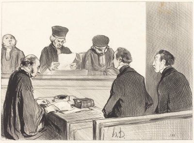 Mahkeme, müzakereyi boşaltıyor... by Honoré Daumier
