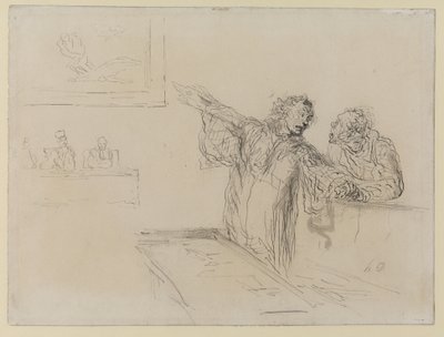 La Defense, c.1865 (kağıt üzerinde kalem & mürekkep ve wc) by Honoré Daumier