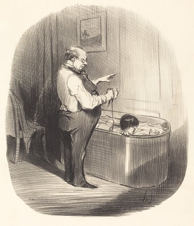 İlk yüzme dersi by Honoré Daumier