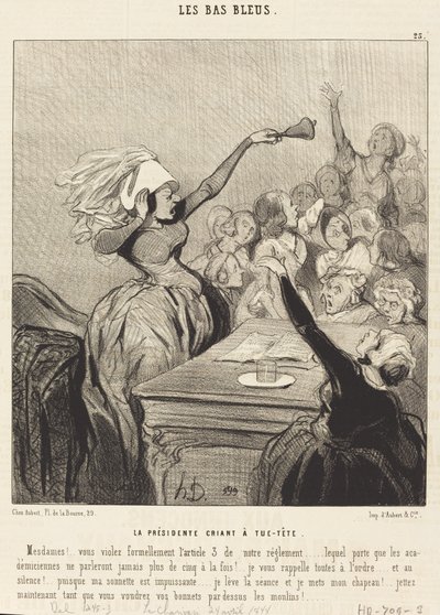 Başkan yüksek sesle bağırıyor: Hanımlar!... by Honoré Daumier