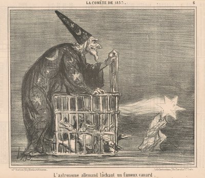 Alman gökbilimci bir... Ördek yayınlıyor by Honoré Daumier