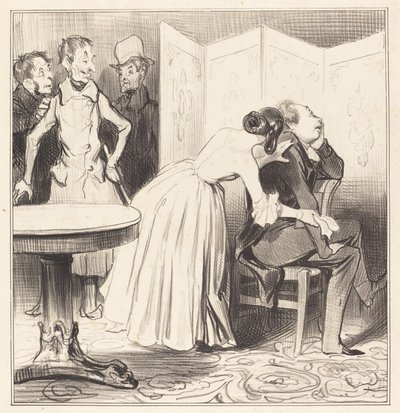 Chevalier des Adrets aşıktır... by Honoré Daumier