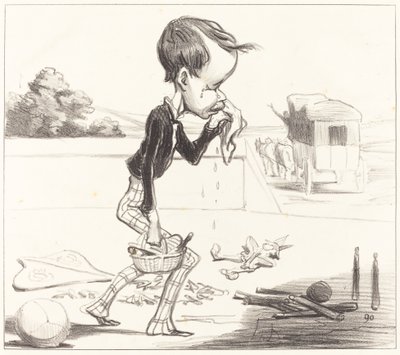 Genç Estancelin sınıfa dönmek zorunda! by Honoré Daumier