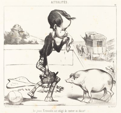 Genç Estancelin sınıfa dönmek zorunda! by Honoré Daumier