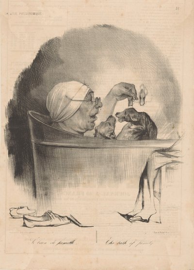 Le bain de famille Aile hamamı, 1837. by Honoré Daumier