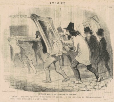 Tabloların kabulünün son günü. Saperlotte. . . Biz çoktan geldik ve resmim bitmedi! by Honoré Daumier