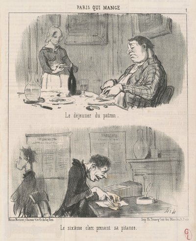 Altıncı katip patronun öğle yemeği... by Honoré Daumier