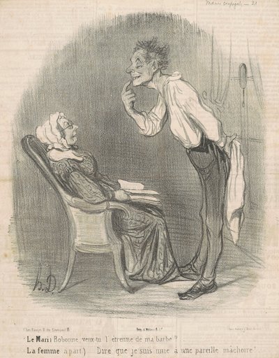 Koca. Bobonne, sakalımın hediyesini ister misin? by Honoré Daumier