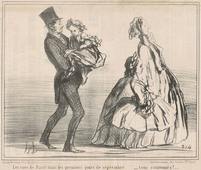 Eylül ayının ilk günlerinde Paris sokakları... by Honoré Daumier