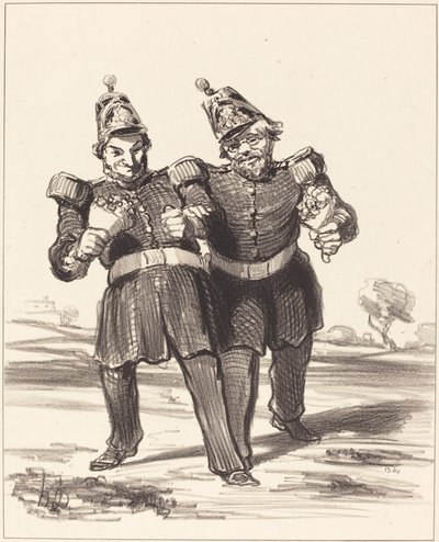 İki ziyafet sevinç içinde by Honoré Daumier
