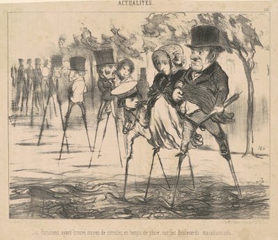 Etrafta dolaşmanın bir yolunu bulan Parisliler... by Honoré Daumier