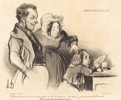 Lolo, babanın mı yoksa annenin mi daha çok hoşuna gidiyor... by Honoré Daumier