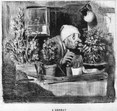 Orat: Honore Daumier (1808-1879) tarafından “Cinq sens”ten alınan dizi. “” Çarivari” by Honoré Daumier