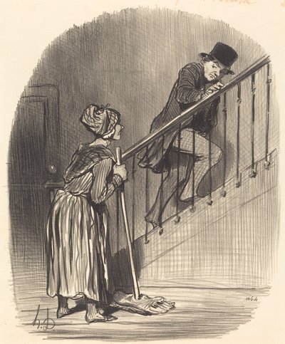 Karım evde mi? by Honoré Daumier