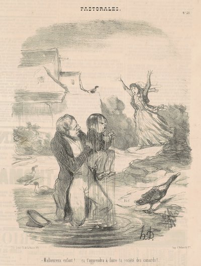 Mutsuz çocuk! ... Bu sana yapmayı öğretecek ... by Honoré Daumier
