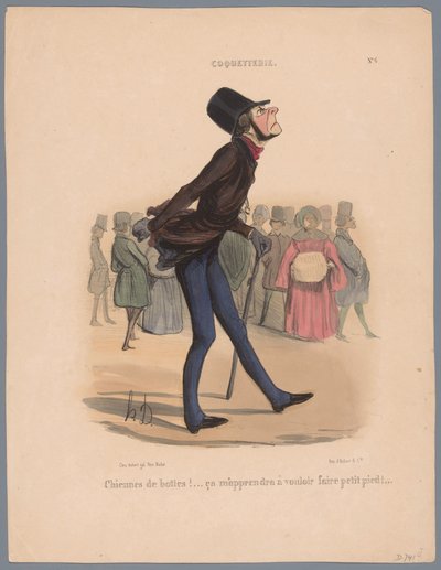 Adam çok küçük ayakkabılarla yürüyor Chiennes de bottes! (...) (nesne üzerindeki başlık) Vanity (dizi adı) Coquetry (nesne üzerinde dizi başlığı) by Honoré Daumier