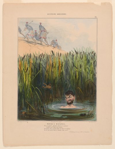Marius a Minturnae, Antik Tarihten 21 numaralı levha by Honoré Daumier
