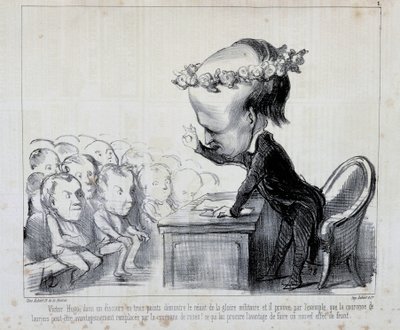 Barış Kongresi Anıları: Victor Hugo (Seri No. 1) - Daumier tarafından, 06/09/1849 tarihli “” Charivari”de by Honoré Daumier
