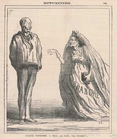 Teşekkür ederim, benim eski, çok yıpranmış! ... by Honoré Daumier