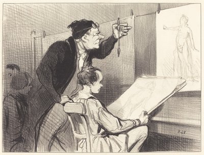 Resim öğretmeninin acılı ve hassas görevi... by Honoré Daumier