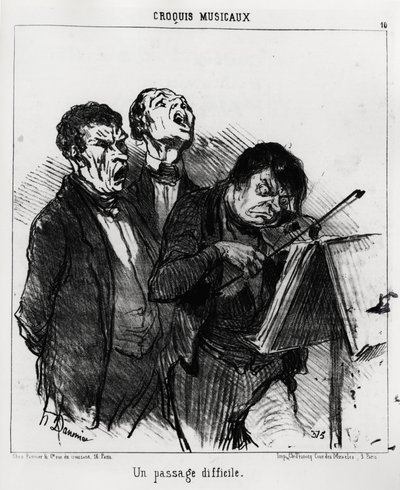 Müzikal eskizler: zor bir pasaj. 5 Mart 1852 tarihli “Charivari” gazetesinde yayınlanan Illustration d